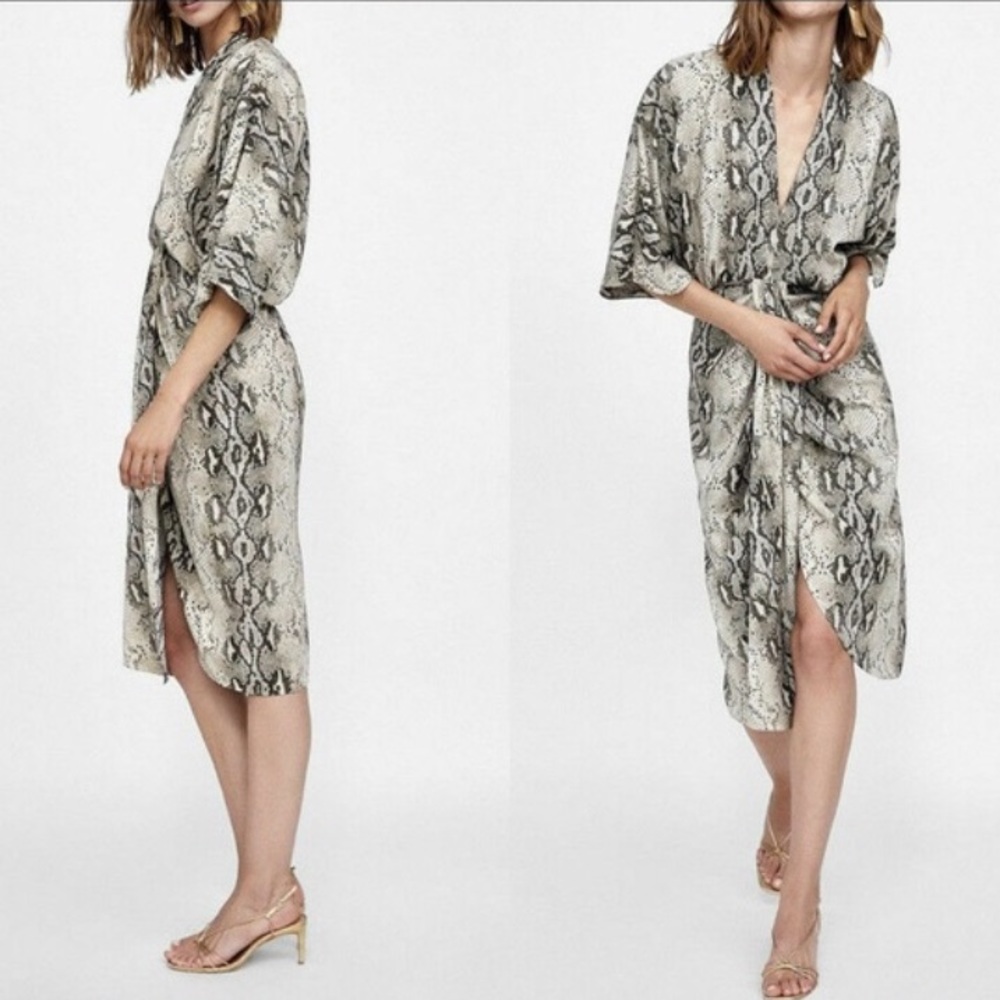 ZARA Snake Print Wrap Dress